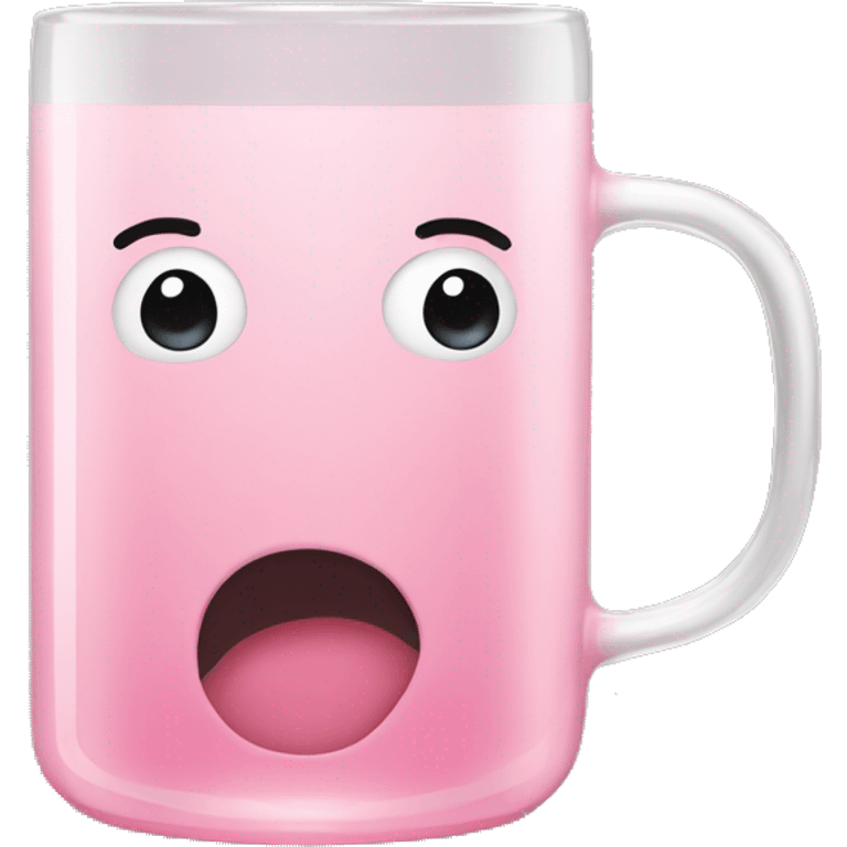 Light pink transparent glass mug no face  emoji