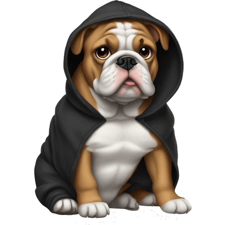 Dog bulldog in black hoodie  emoji