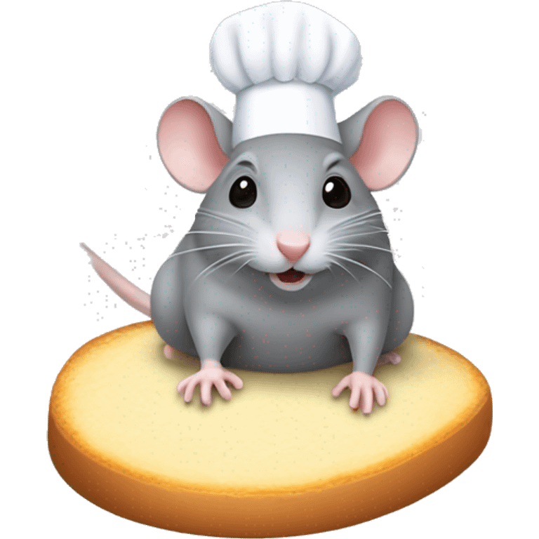 small gray rat on top of a chefs hea emoji