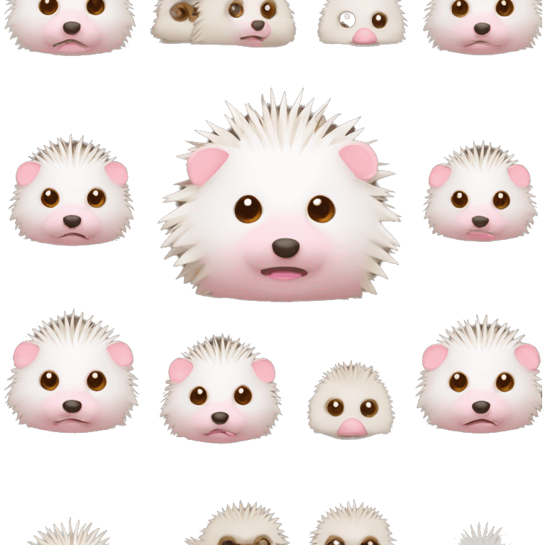 Hedgehog white brown quills one pink ear one brown ear different colored ears  emoji