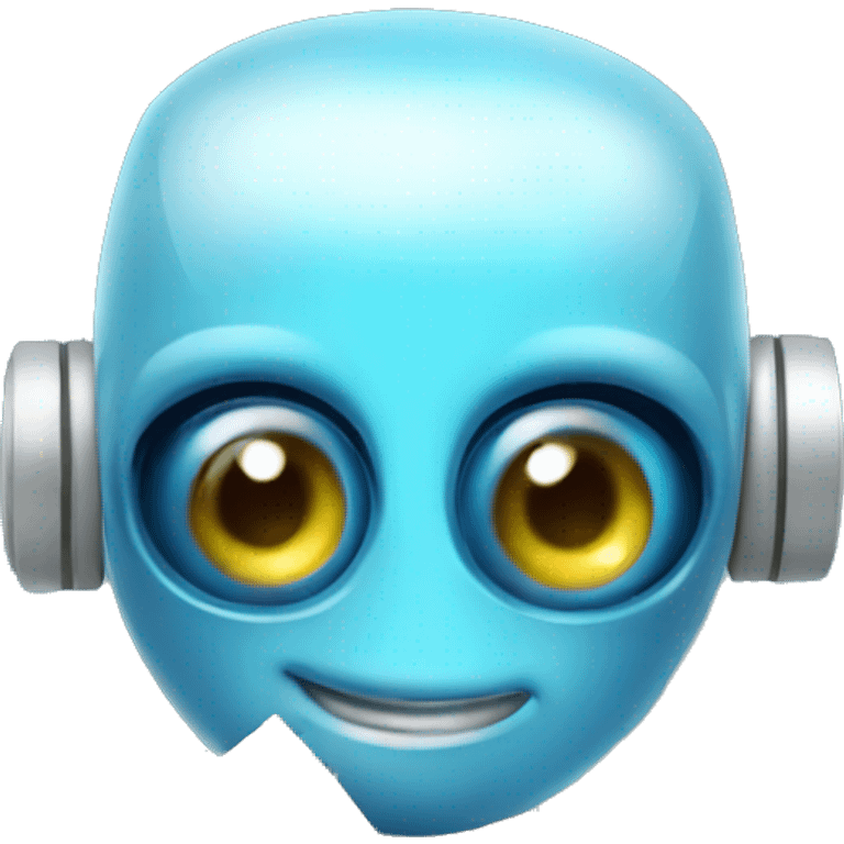 cute blue big-eyed robot holding money emoji