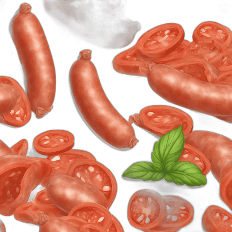 Plein de rondelles de saucisse mélanger à de la sauce tomate sur du riz blanc dans un petit bol emoji