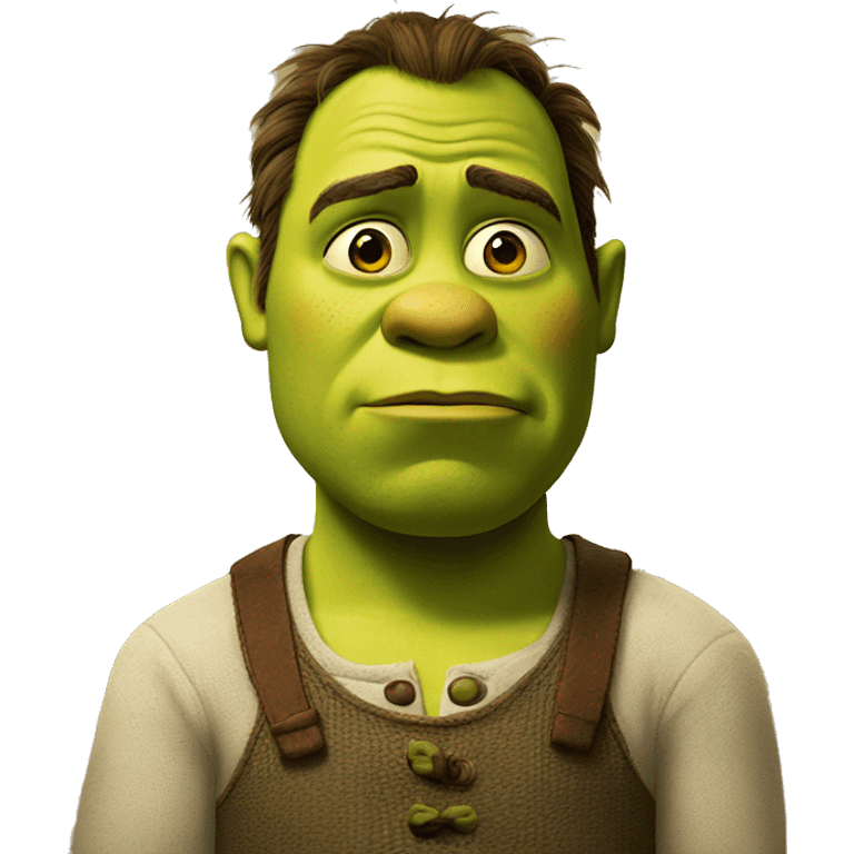 Shrek with a sad face emoji