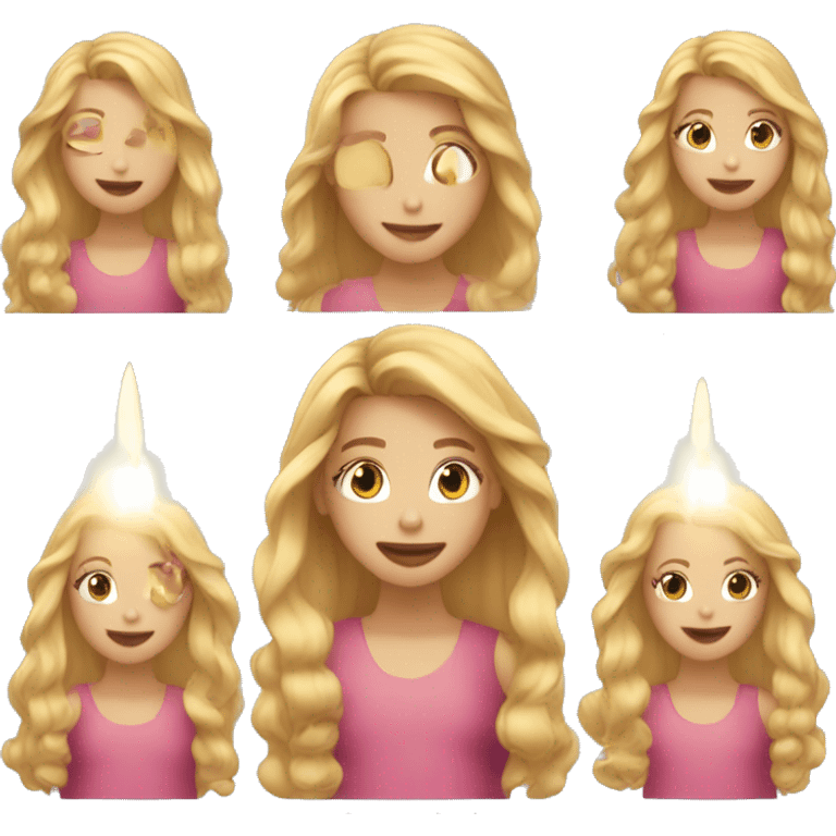 Girl with long blond hair with candels in hair emoji