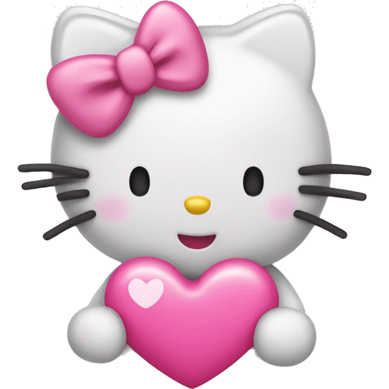 Hello kitty with pink heart emoji