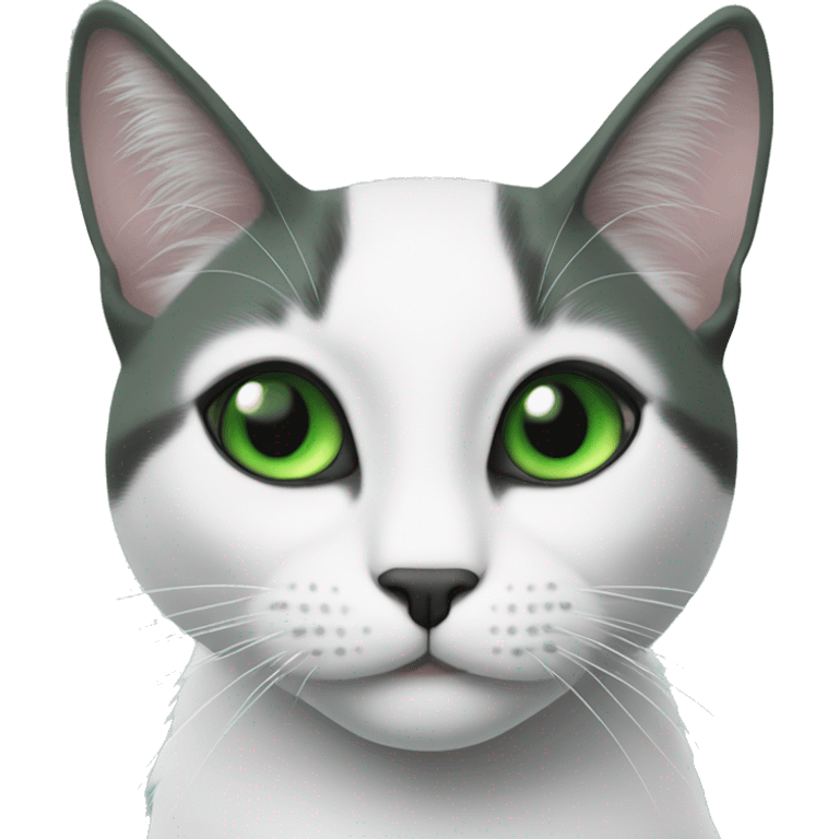 gato blanco y negro, green eyes emoji