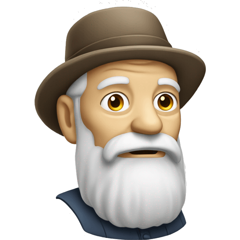 A white bearded old man thinking  emoji