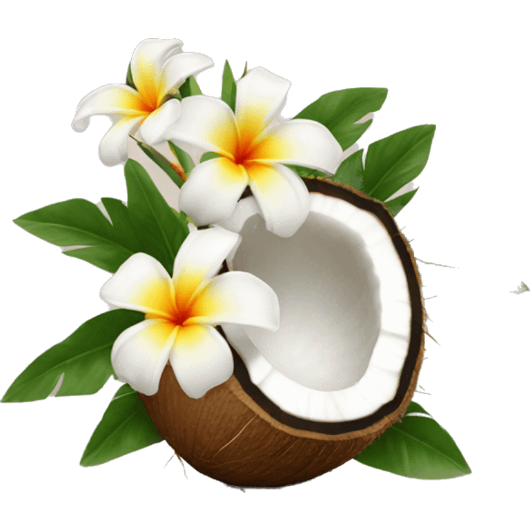 Coconut w flowers emoji