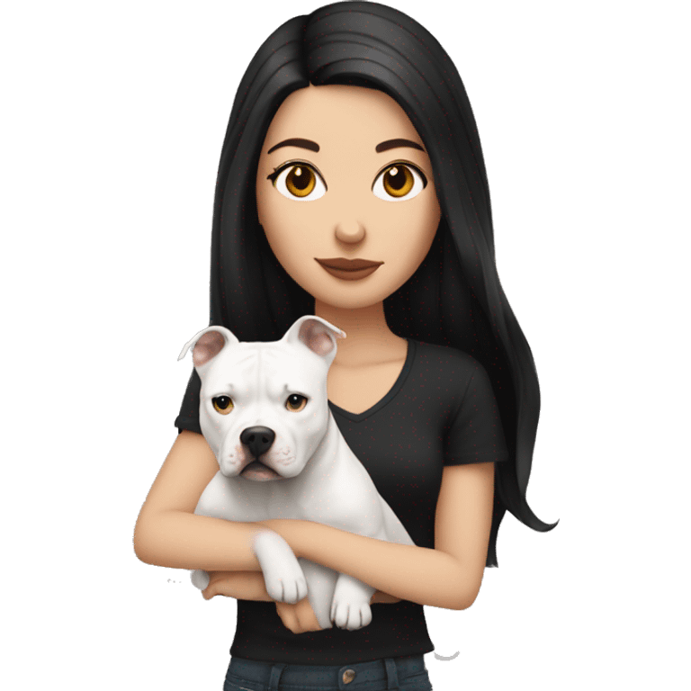 White girl with black hair with a pitbull emoji