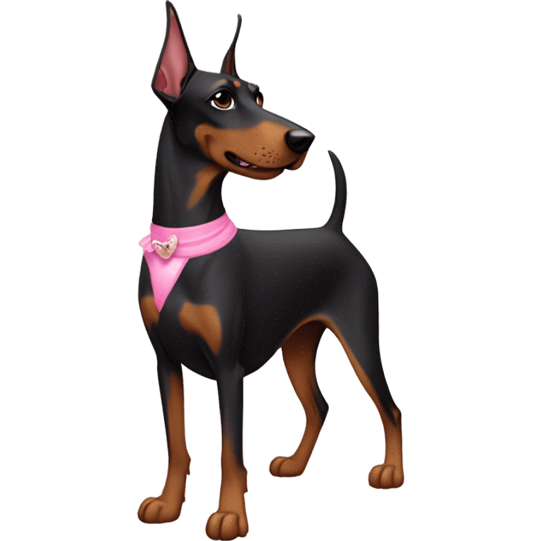 Doberman wearing a pink tutu named Kaya emoji