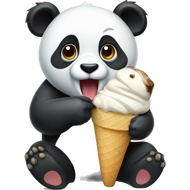 Panda eating ice cream emoji