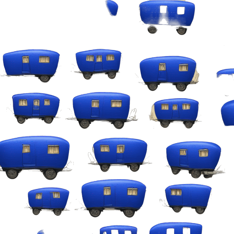 Realistic cobalt blue vintage round gypsy caravan wagon camper emoji