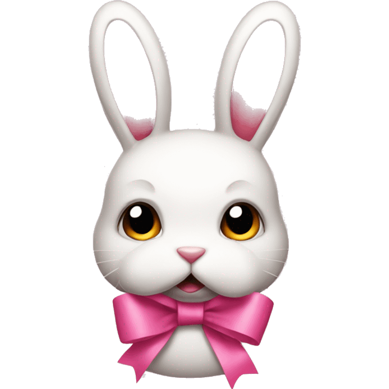 A cute but angry pink ribbon rabbit emoji