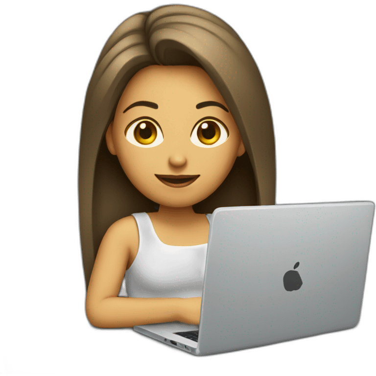 Mujer con laptop mac emoji