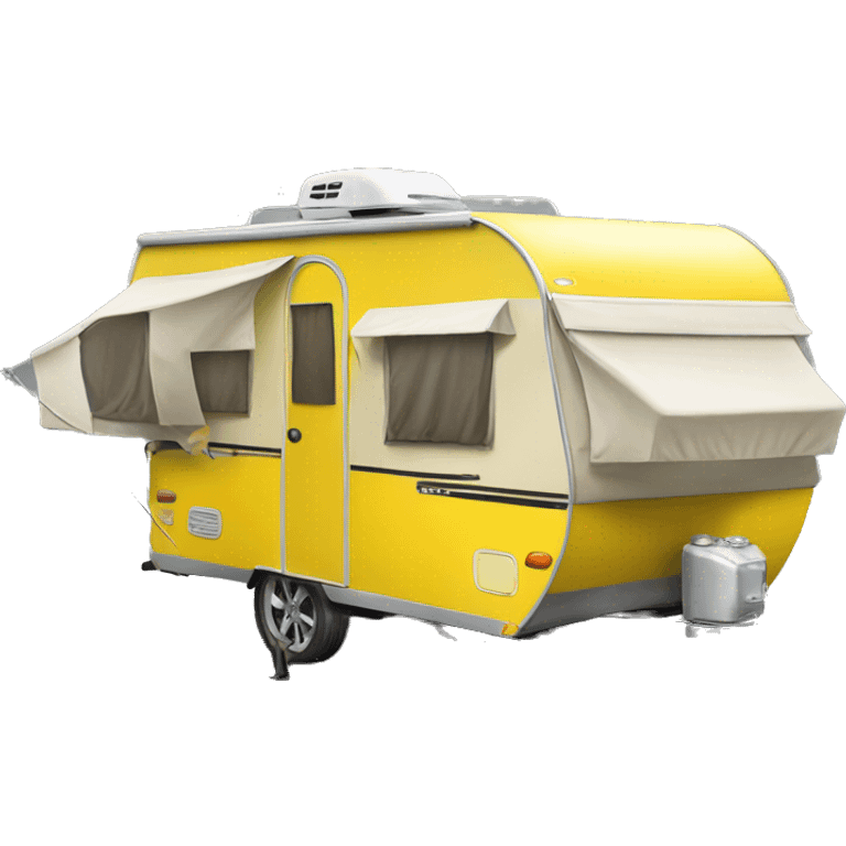 Realistic yellow camper trailer  emoji