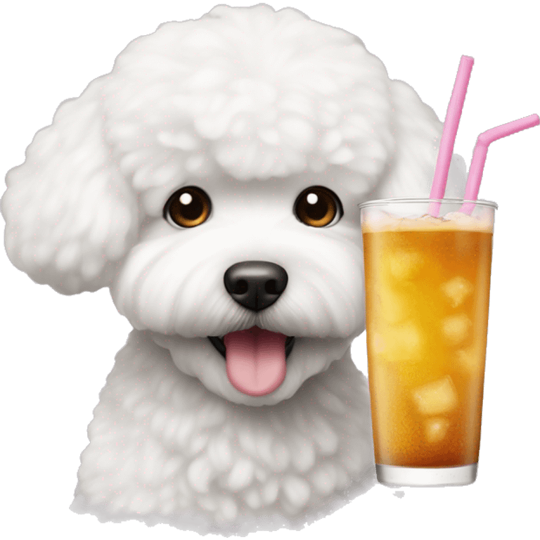 bobba drink with bichon frise emoji