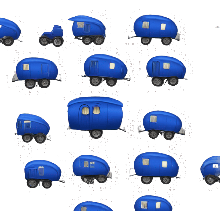 Realistic cobalt blue vintage round gypsy caravan wagon camper emoji