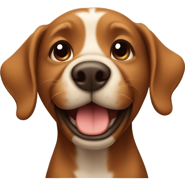 a brown dog holding a congratulations  emoji