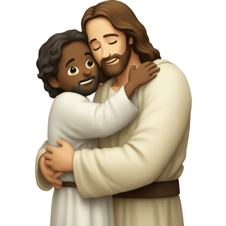 Jesus Christ hugging boy emoji