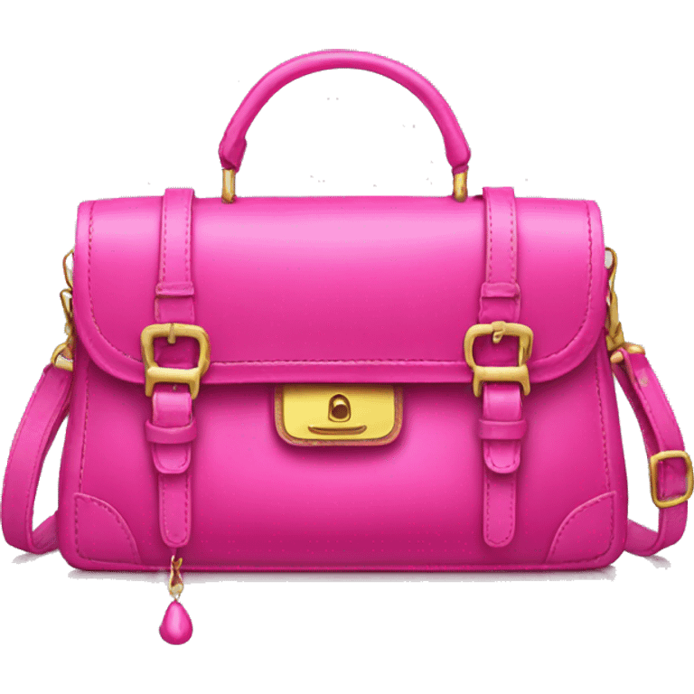 Realistic hot pink designer satchel purse. emoji