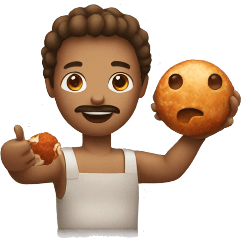 emoji holding meatball emoji