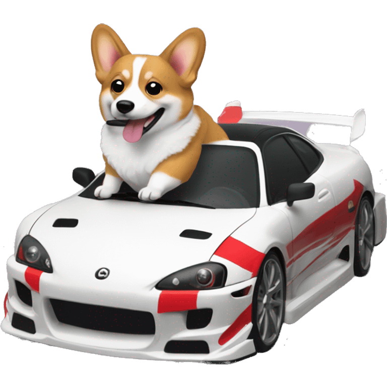 Corgi drifting in a supra emoji