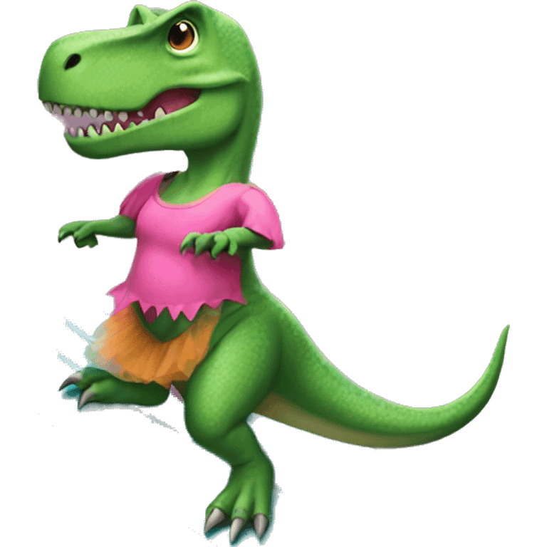 T-Rex with a tutu on a surfboard  emoji