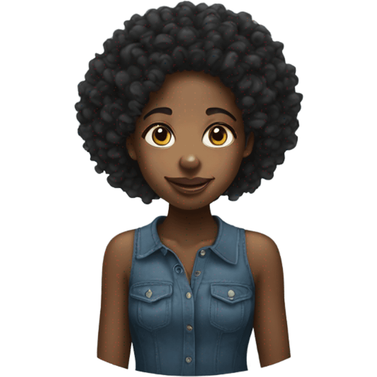 Black girl with curly hair and nose ring  emoji