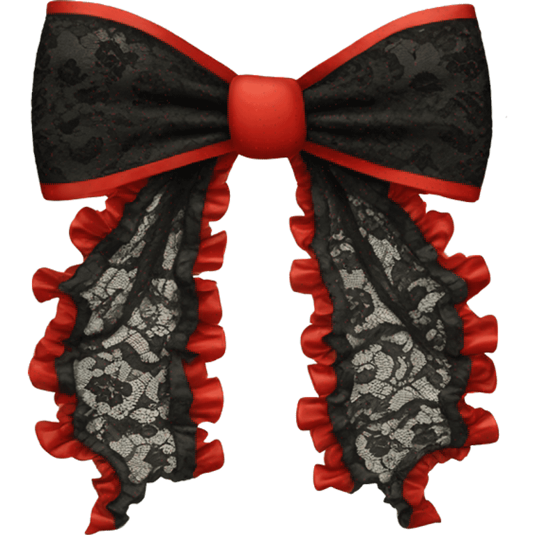 black lace bow with red ruffles emoji