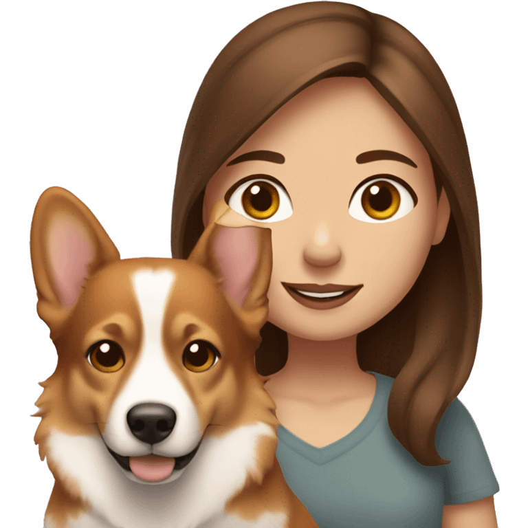 brown haired girl with a corgi emoji