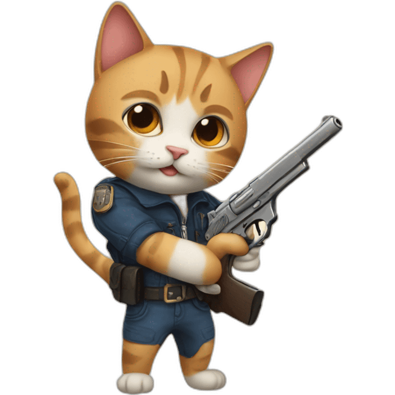 cute cat with a pistol on his right hand emoji