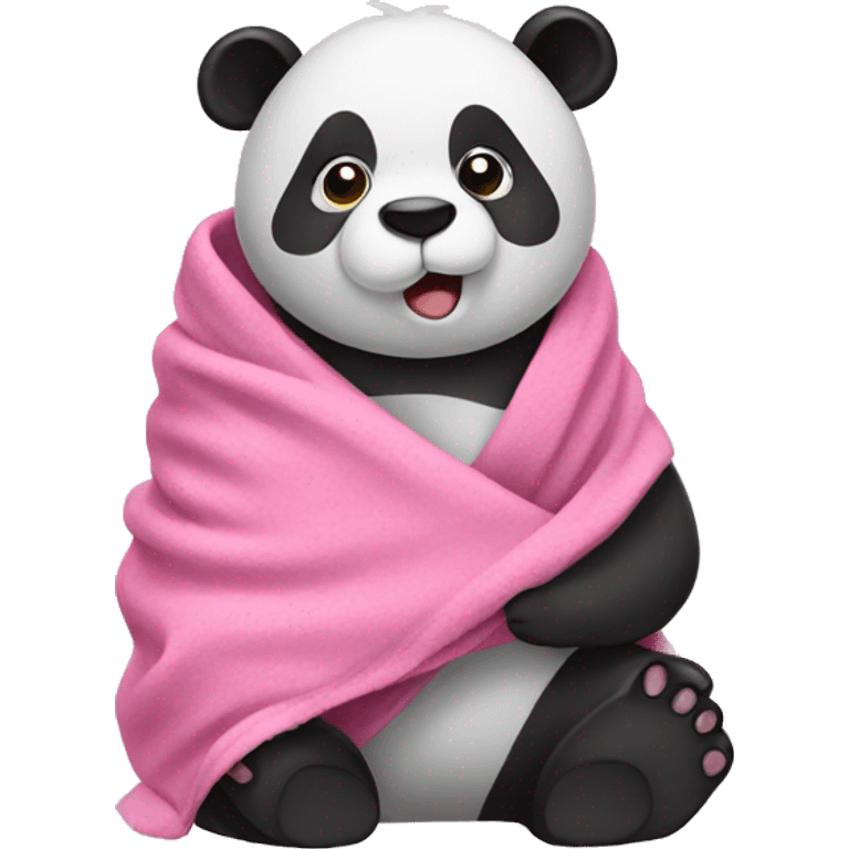 Panda wearing a pink blanket  emoji