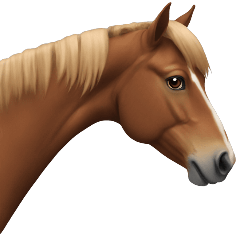 chesnut horse with chesnut mane with white line on head and girl emoji