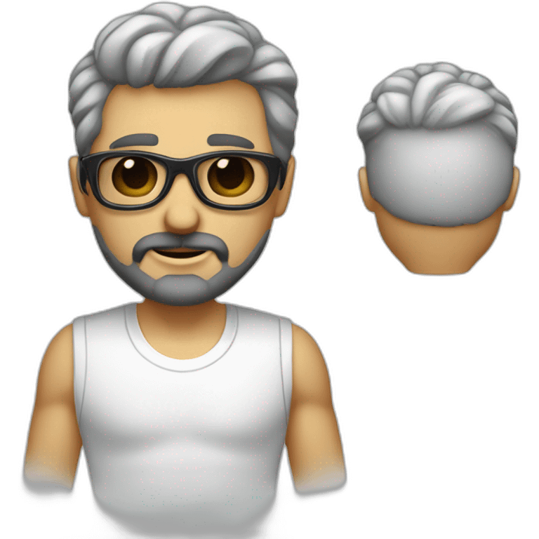 hombre blanco con barba corta blanca y gafas metálicas emoji