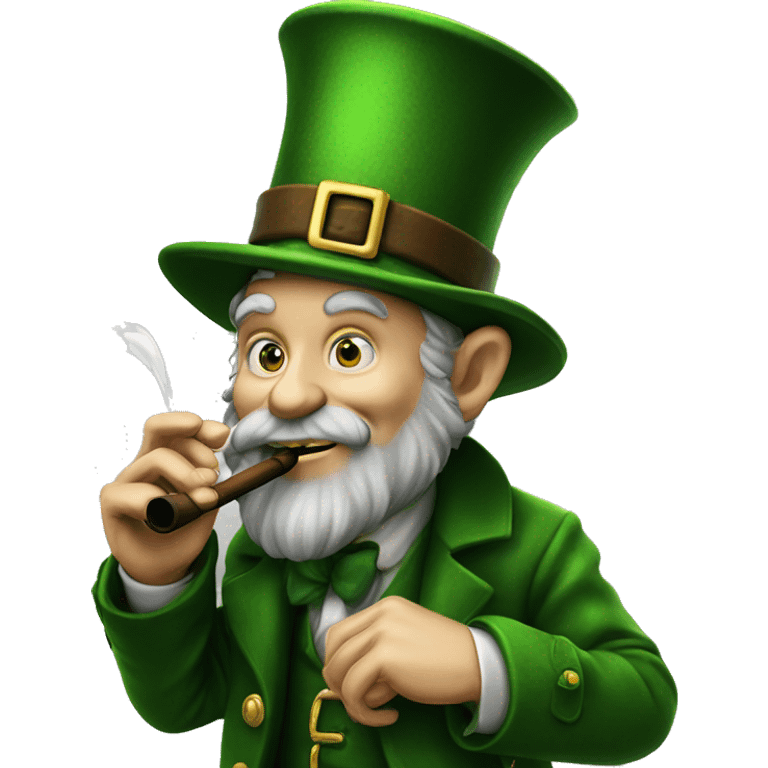 Leprechaun smoking a pipe emoji