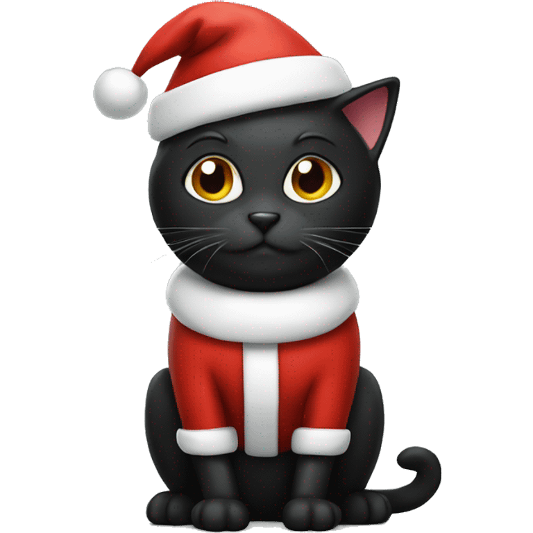 black cat wearing Santa Hat emoji