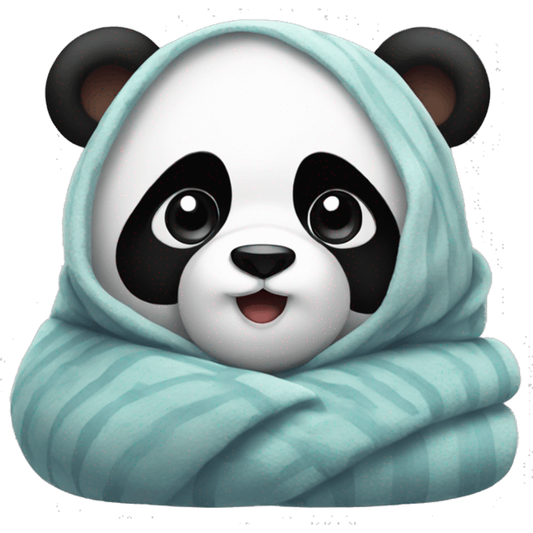 Panda cozy in blanket emoji