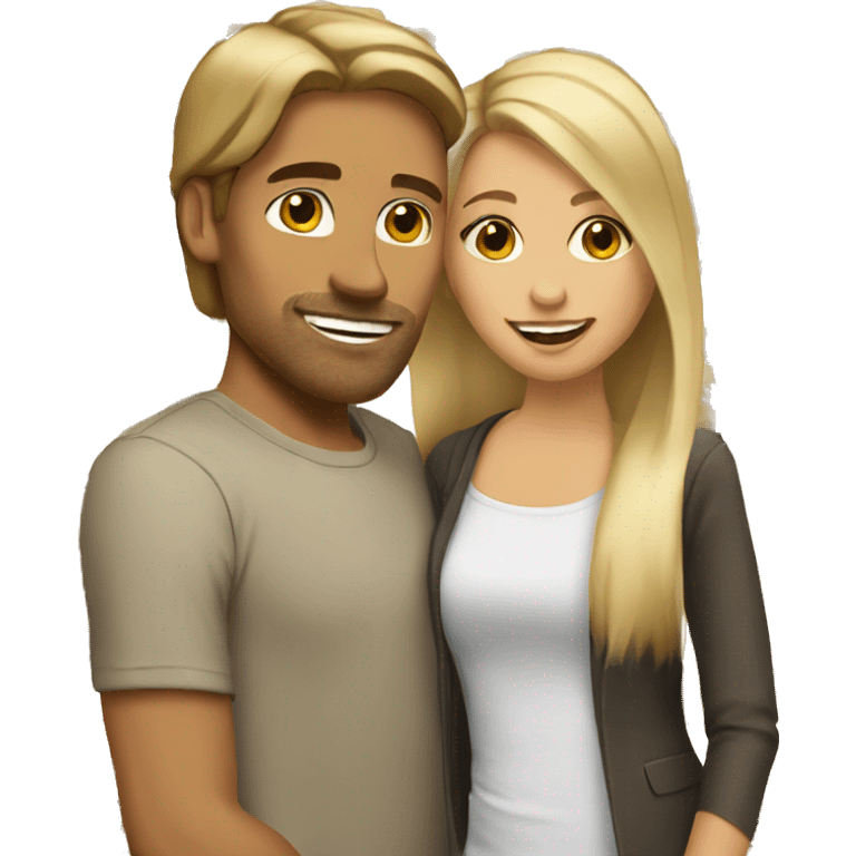 Man with brown short hair tan kiss women wiht blond long Straight hair emoji