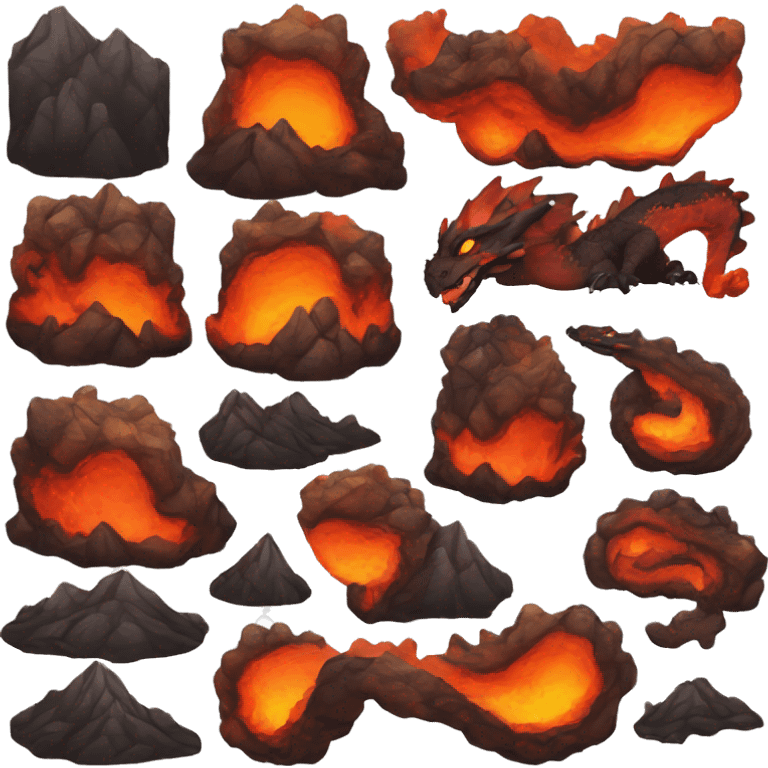  Legendary Cool Edgy Brown-Black-Red-Orange-gradient Magma-Lava-Volcano-Dragon emoji