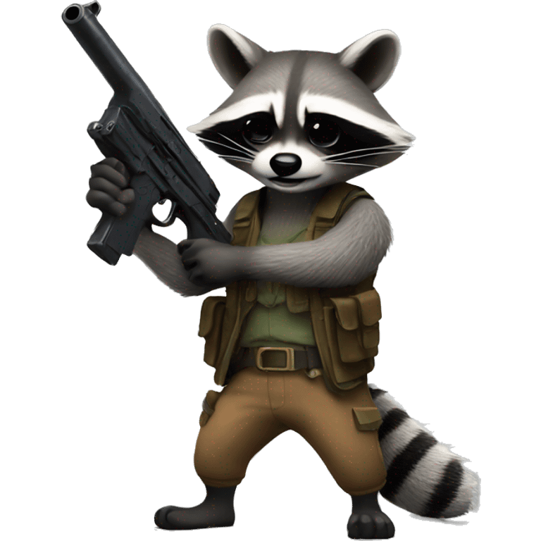 Raccoon with gun emoji