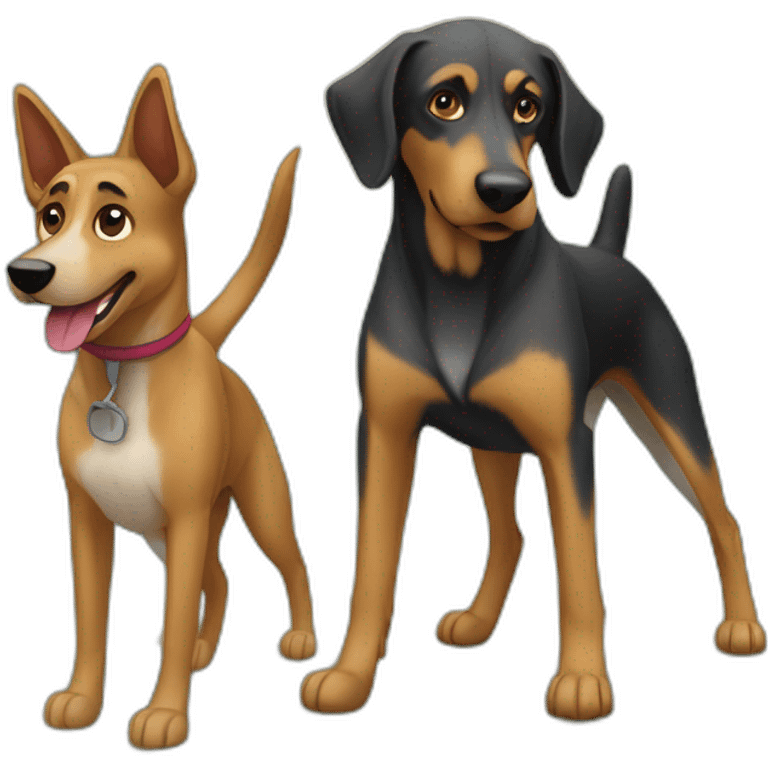 coonhound and German shepherd mix dog walking emoji