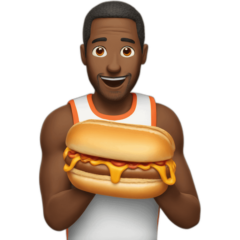 Man eating hotdog emoji