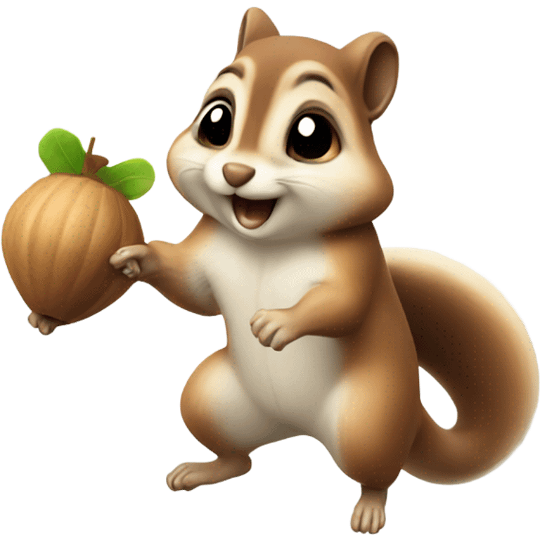 Flying squirrel holding an acorn emoji