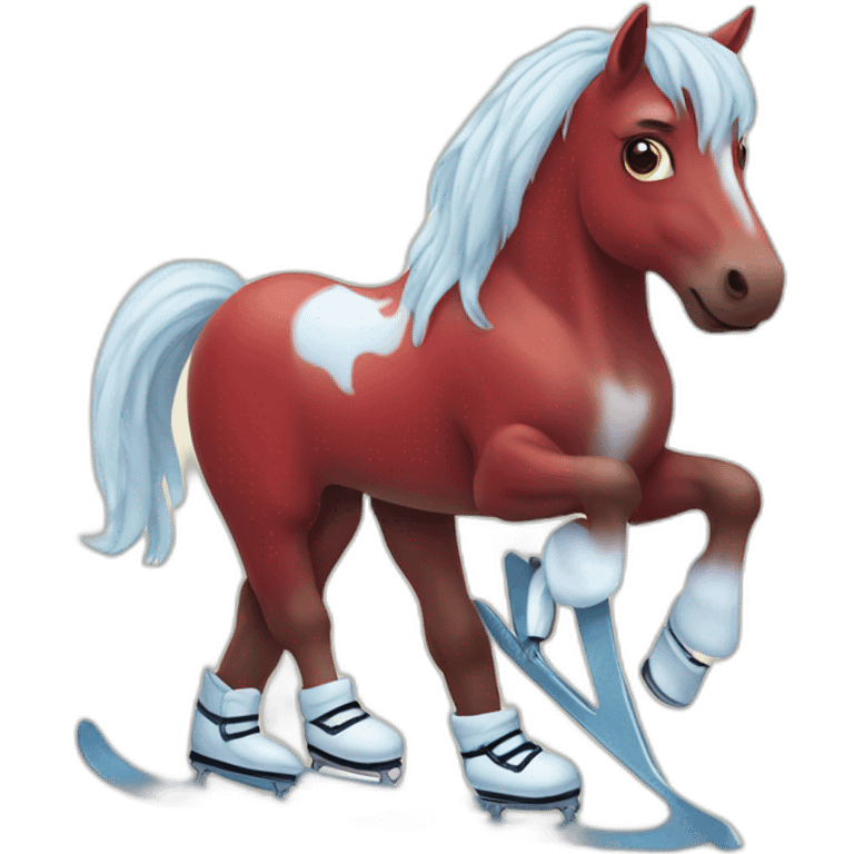 Red Horse in ice skates emoji