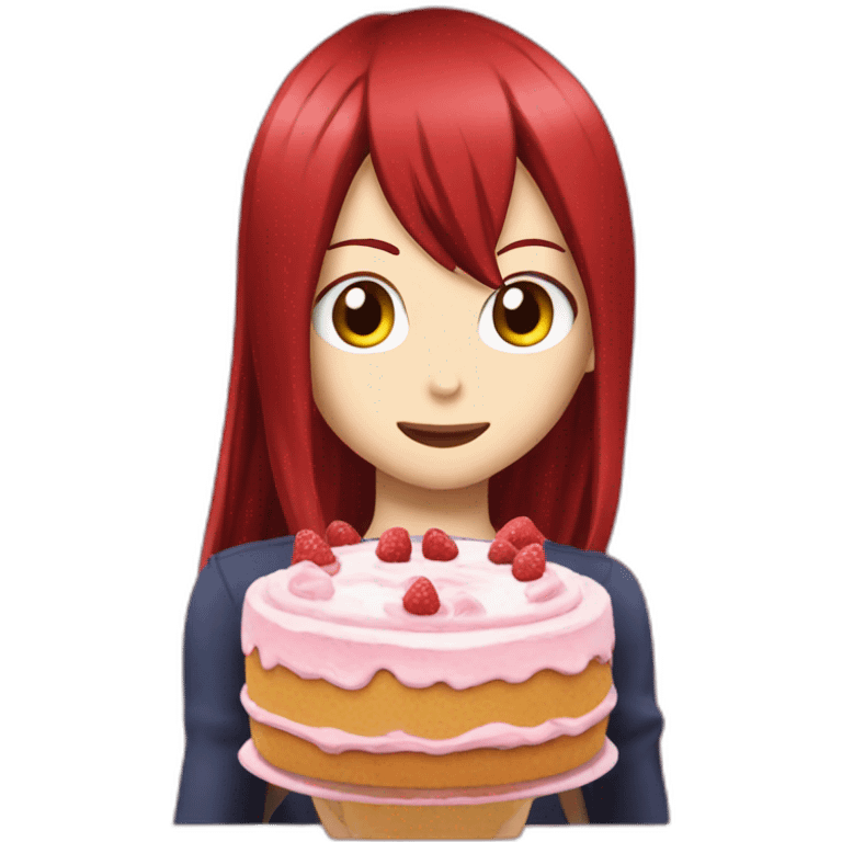 erza scarlet eating cake emoji