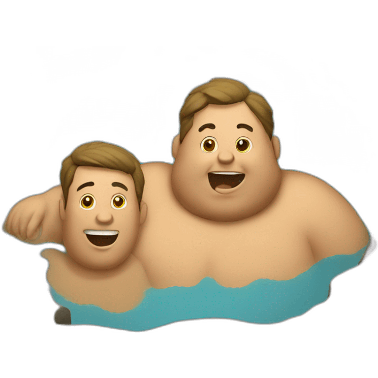 two fat men in a mud pool emoji