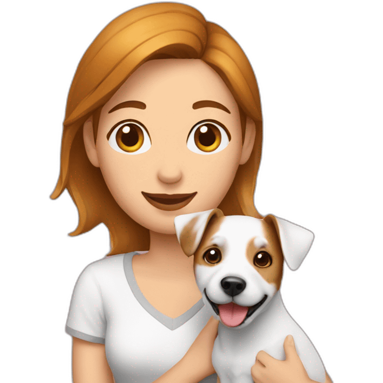 Woman with jack Russell Terrier with a won emoji