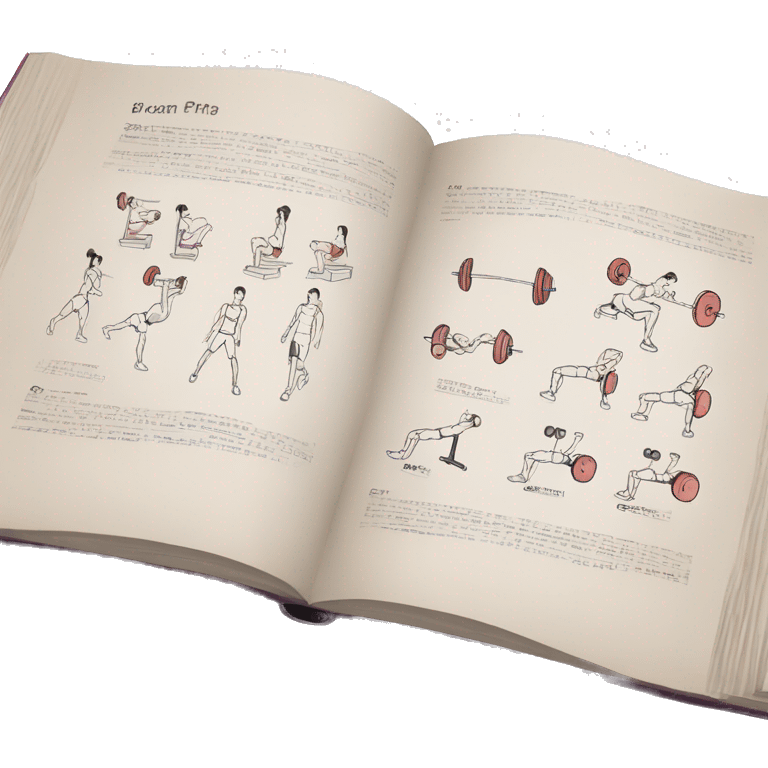 open book with writing and diagrams of workouts inside the book emoji