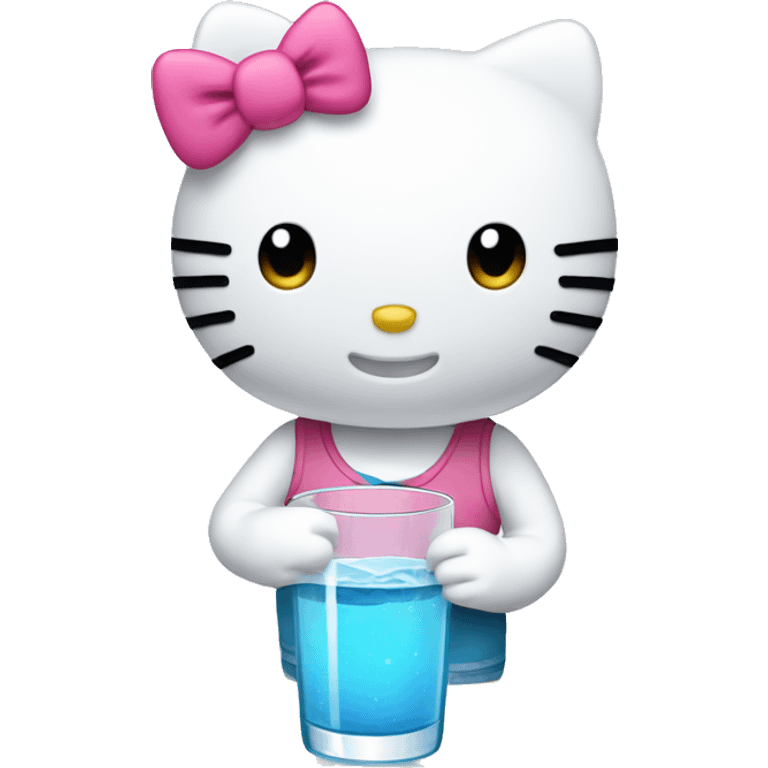 Hello kitty holding glass of water  emoji