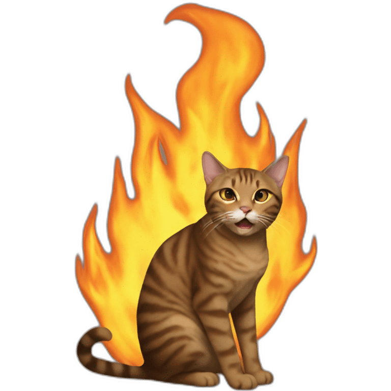 Cat on fire in meme that’s fine emoji